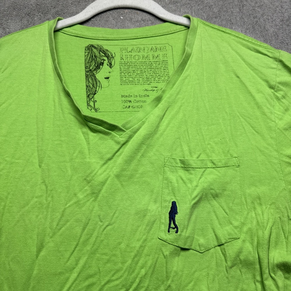 Plain Jane Homme Green Pocket T‎ Shirt Graphic Tag Streetwear Men's XL